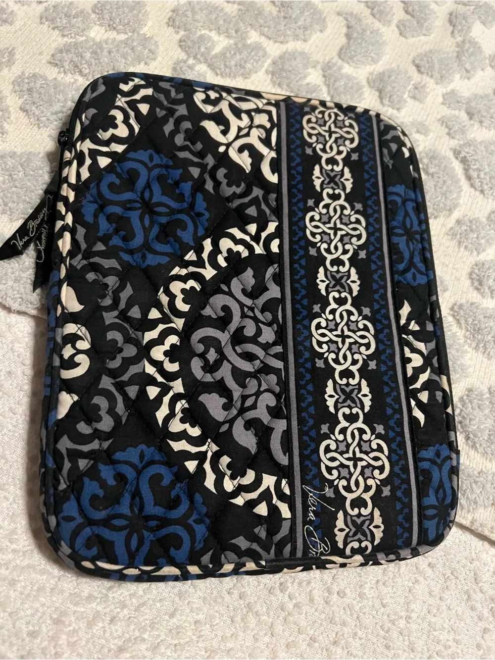Vera Bradley Quilted Sleeve in Black, Blue & white